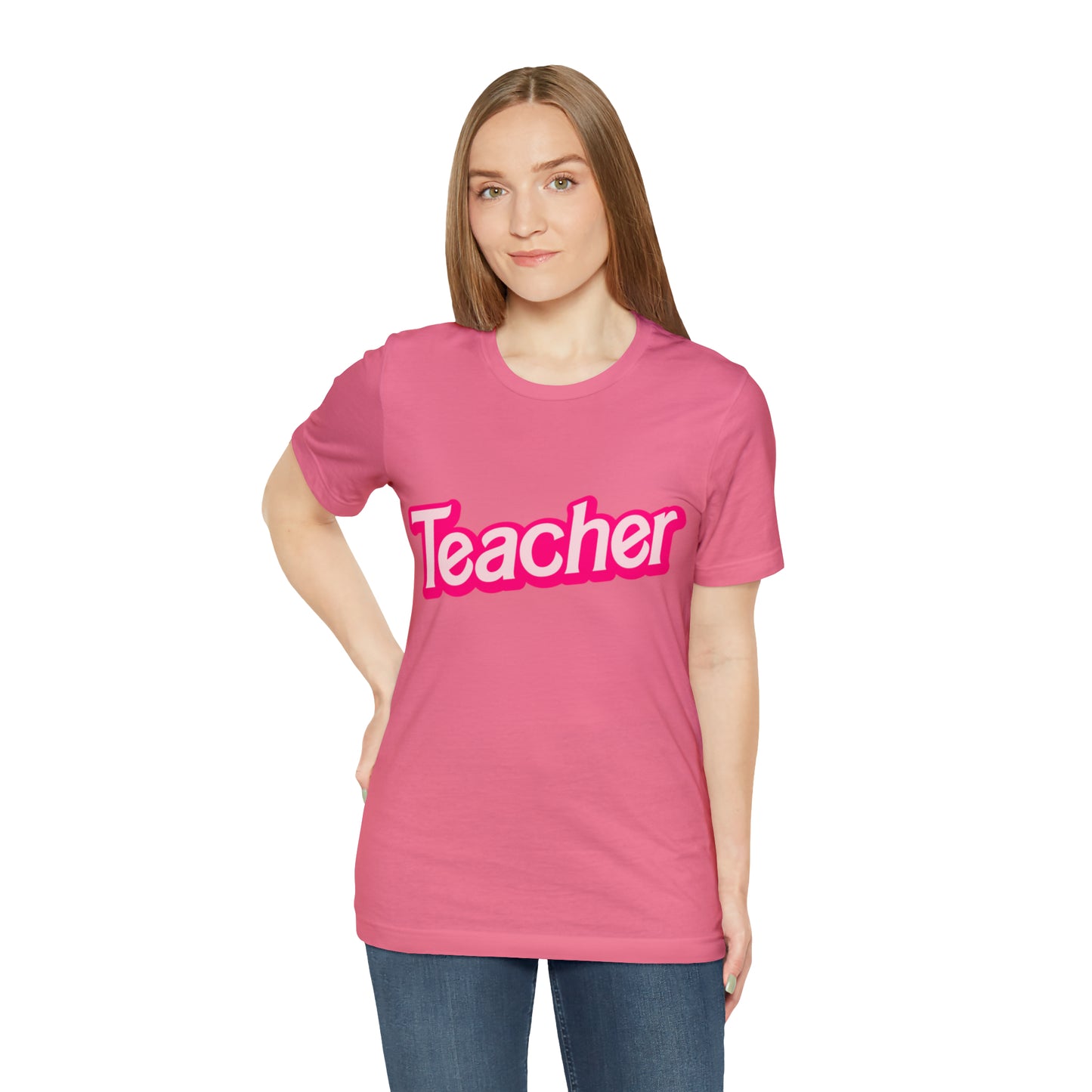 Pink TEACHER Shirt ~ Unisex Jersey Short Sleeve Tee