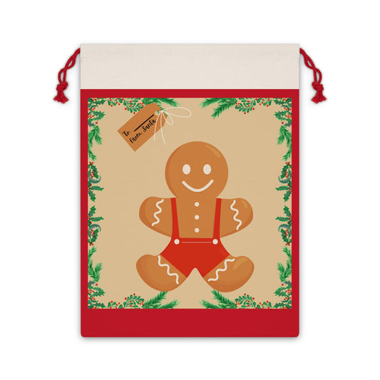 Gingerbread BOY ~ Christmas Gift Bag ~ Linen Bag