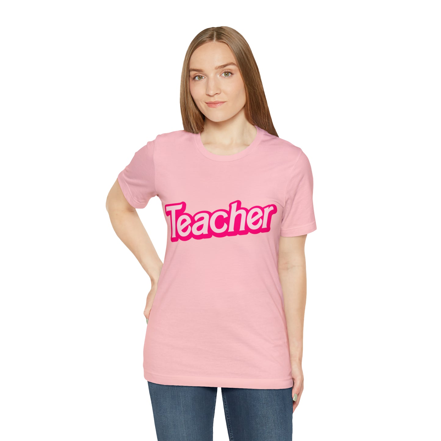 Pink TEACHER Shirt ~ Unisex Jersey Short Sleeve Tee