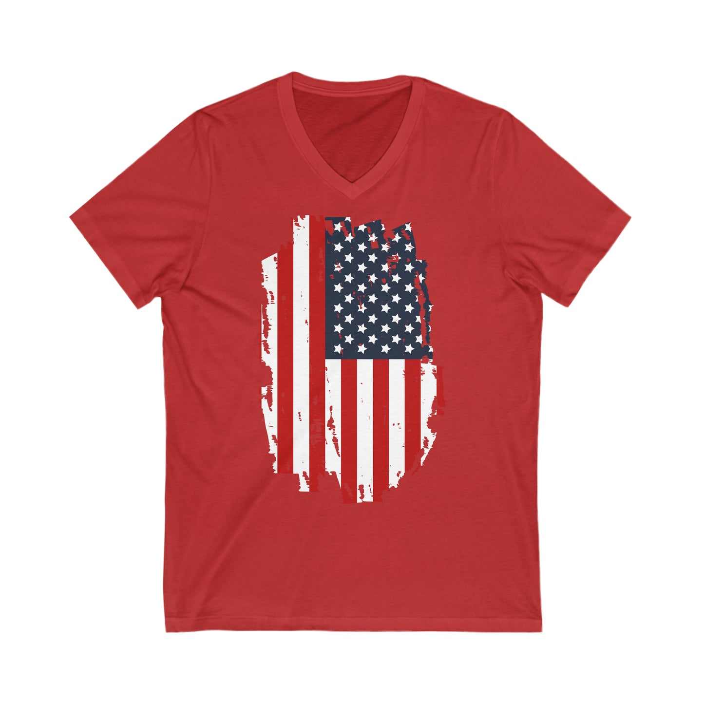 American Flag Rustic Unisex Jersey Short Sleeve V-Neck Tee