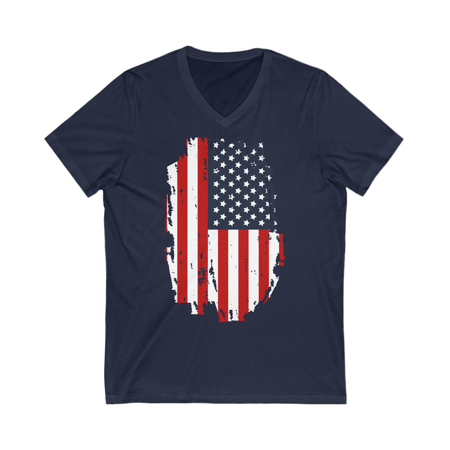 American Flag Rustic Unisex Jersey Short Sleeve V-Neck Tee