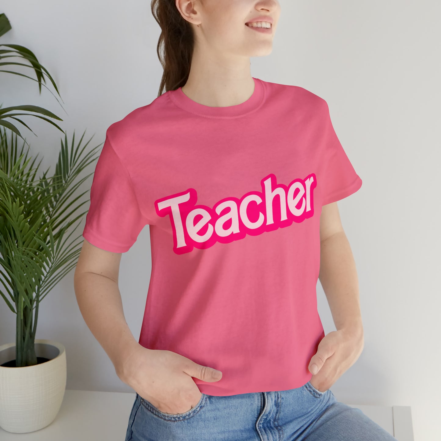 Pink TEACHER Shirt ~ Unisex Jersey Short Sleeve Tee