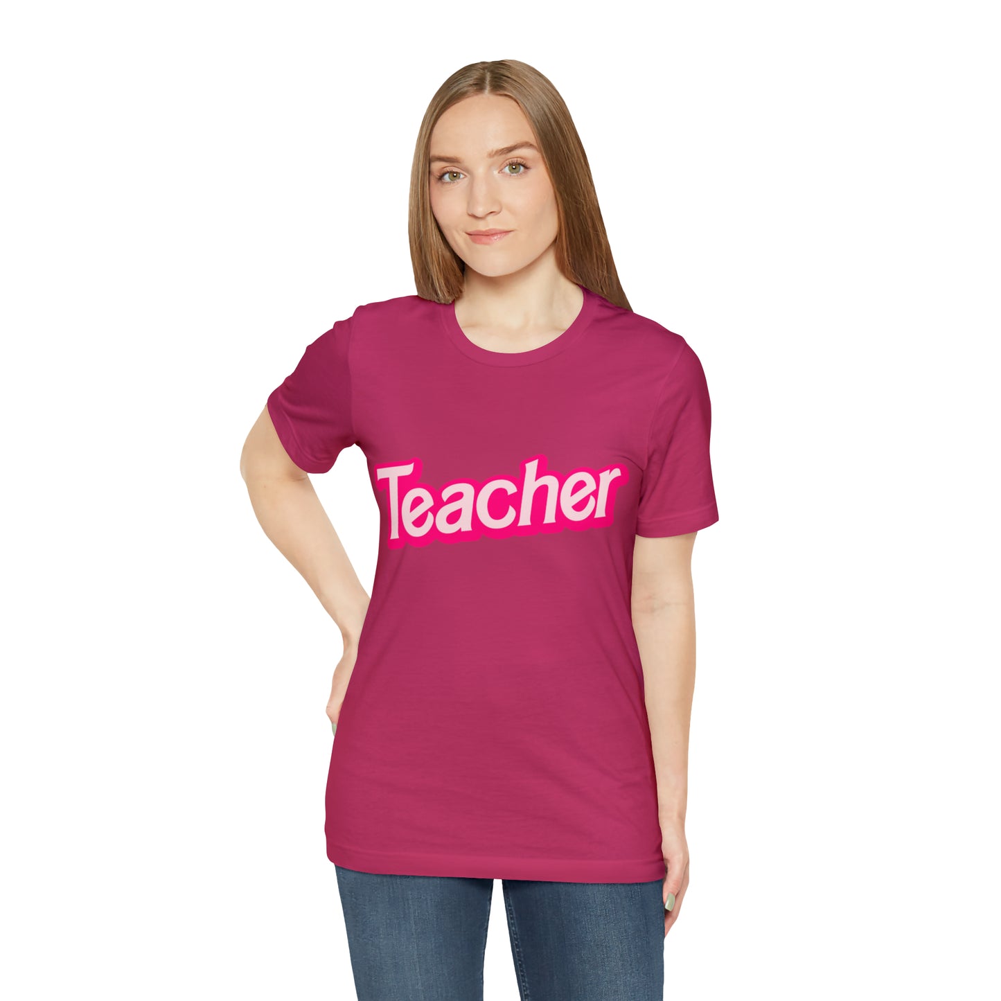 Pink TEACHER Shirt ~ Unisex Jersey Short Sleeve Tee