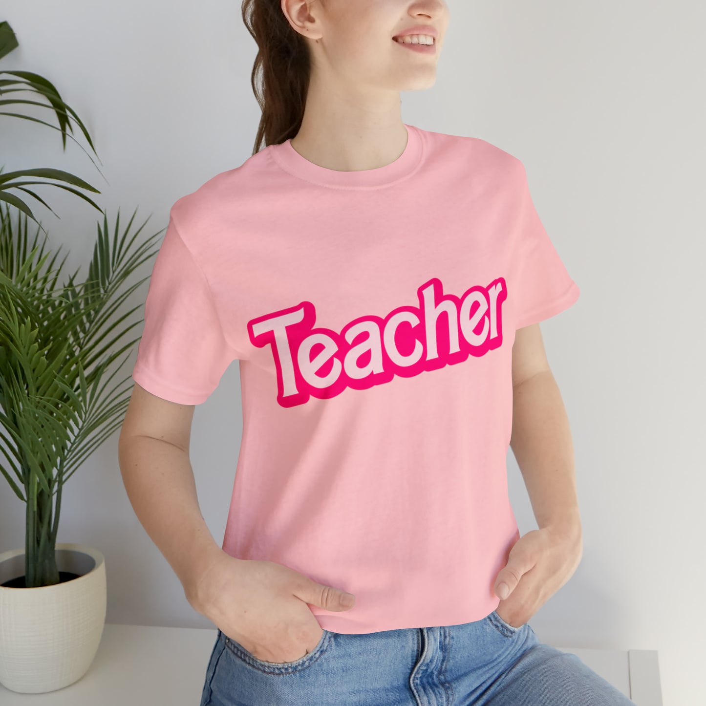 Pink TEACHER Shirt ~ Unisex Jersey Short Sleeve Tee