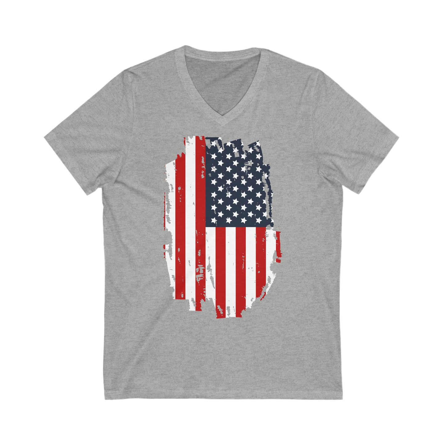 American Flag Rustic Unisex Jersey Short Sleeve V-Neck Tee