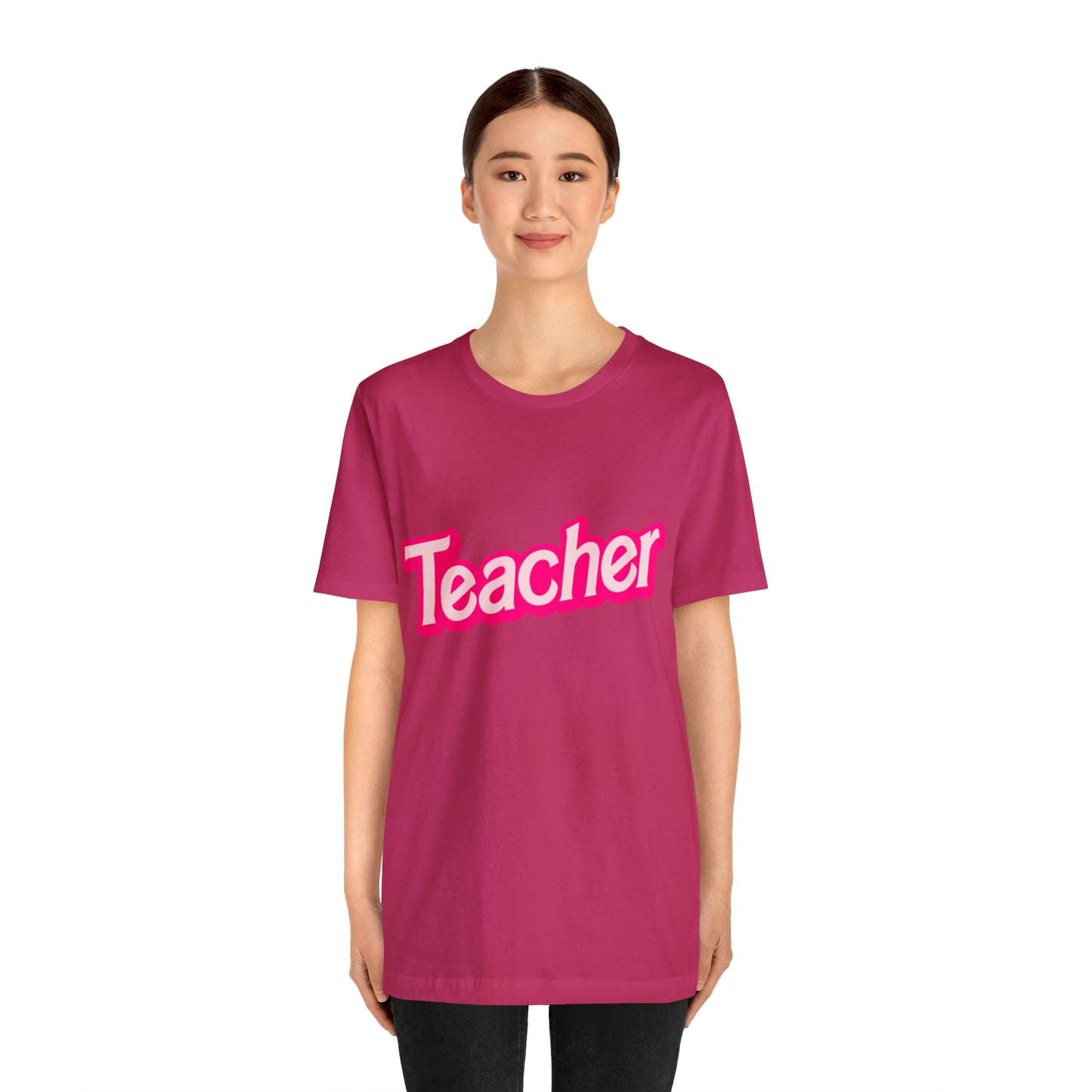 Pink TEACHER Shirt ~ Unisex Jersey Short Sleeve Tee