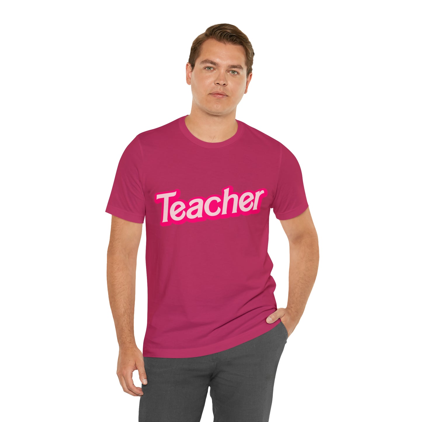 Pink TEACHER Shirt ~ Unisex Jersey Short Sleeve Tee