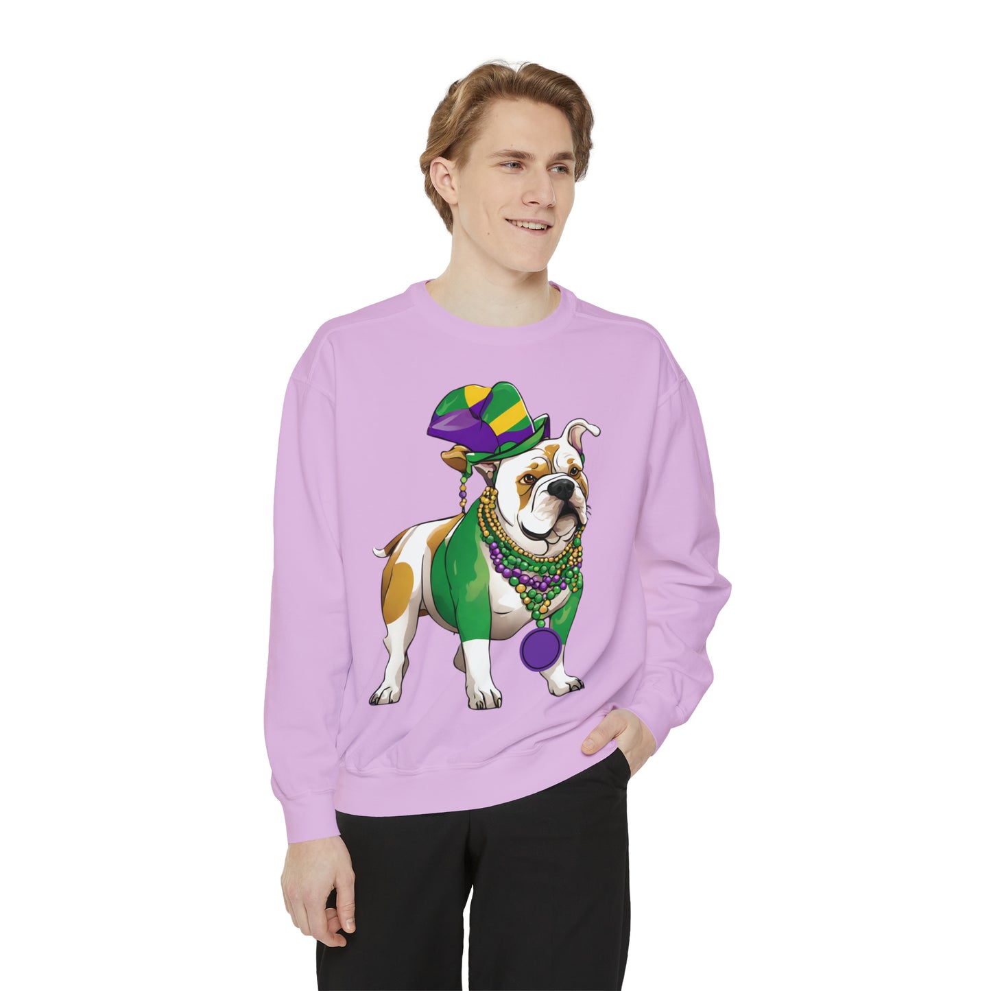 Custom Sorority Bull Dog Mardi Gras - Unisex Garment-Dyed Sweatshirt