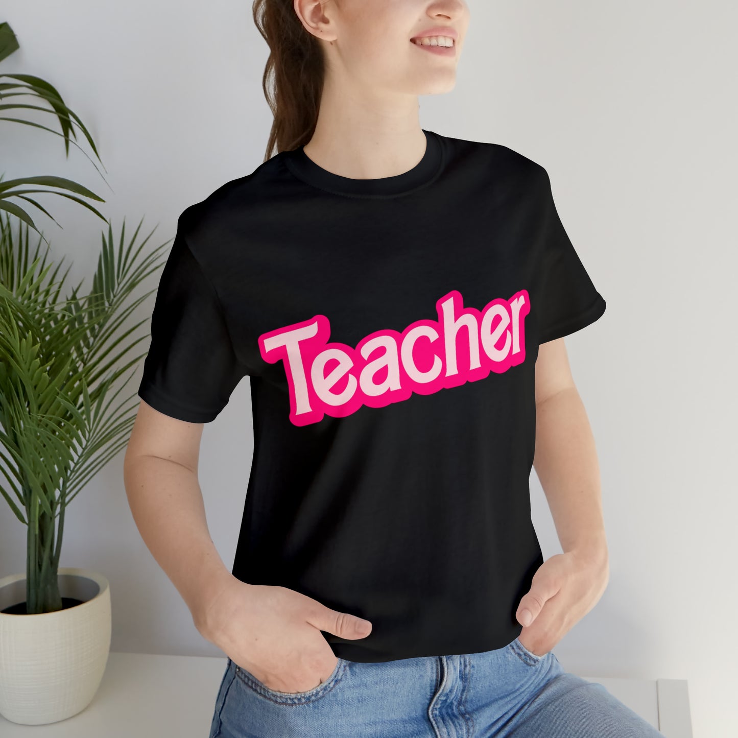 Pink TEACHER Shirt ~ Unisex Jersey Short Sleeve Tee