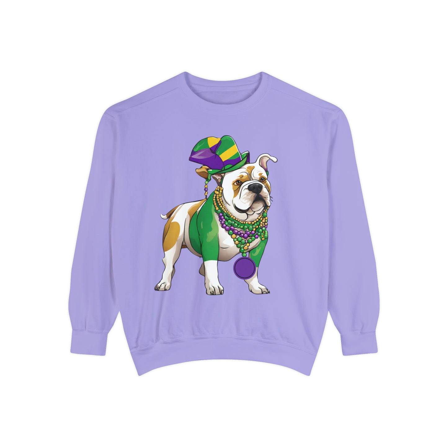 Custom Sorority Bull Dog Mardi Gras - Unisex Garment-Dyed Sweatshirt