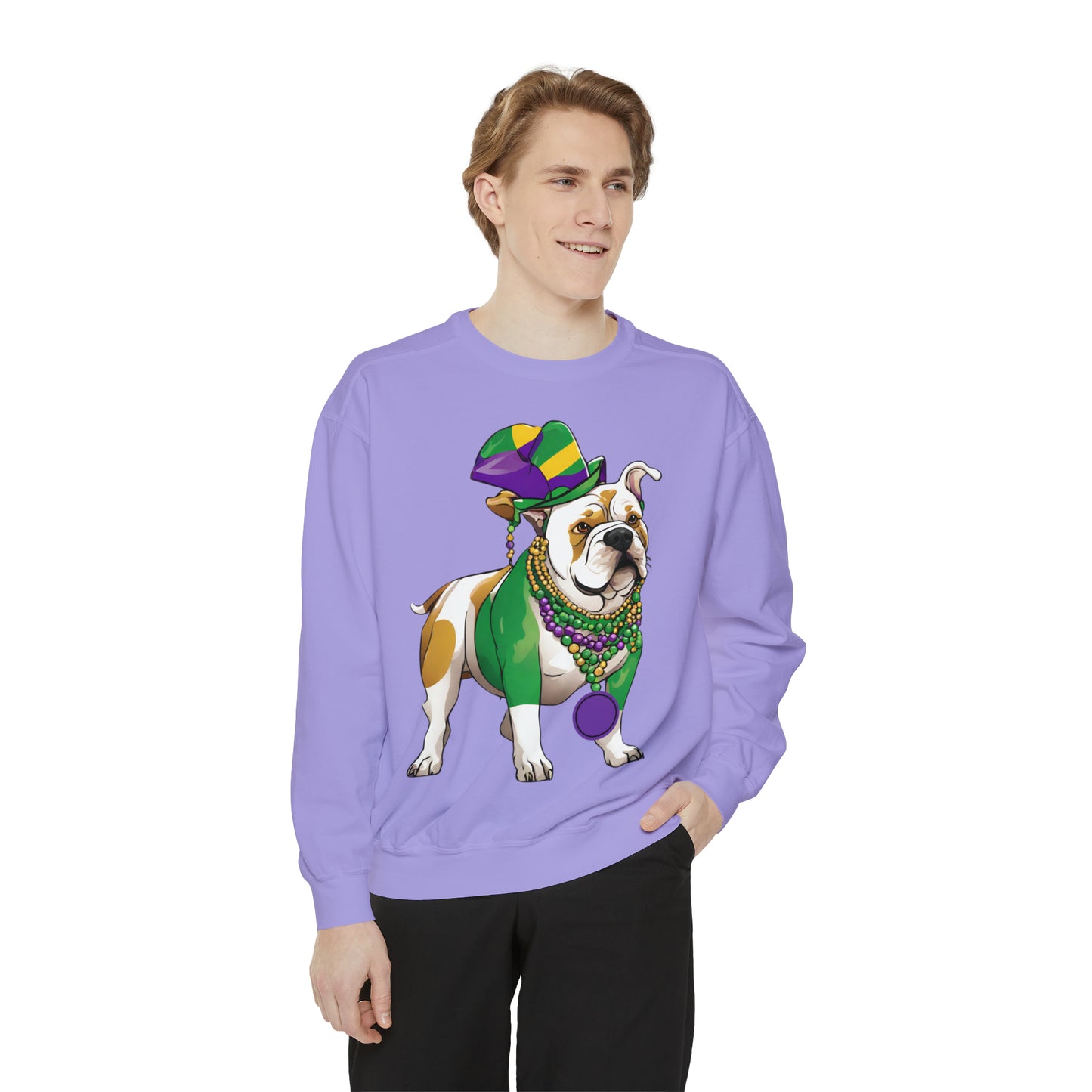 Custom Sorority Bull Dog Mardi Gras - Unisex Garment-Dyed Sweatshirt