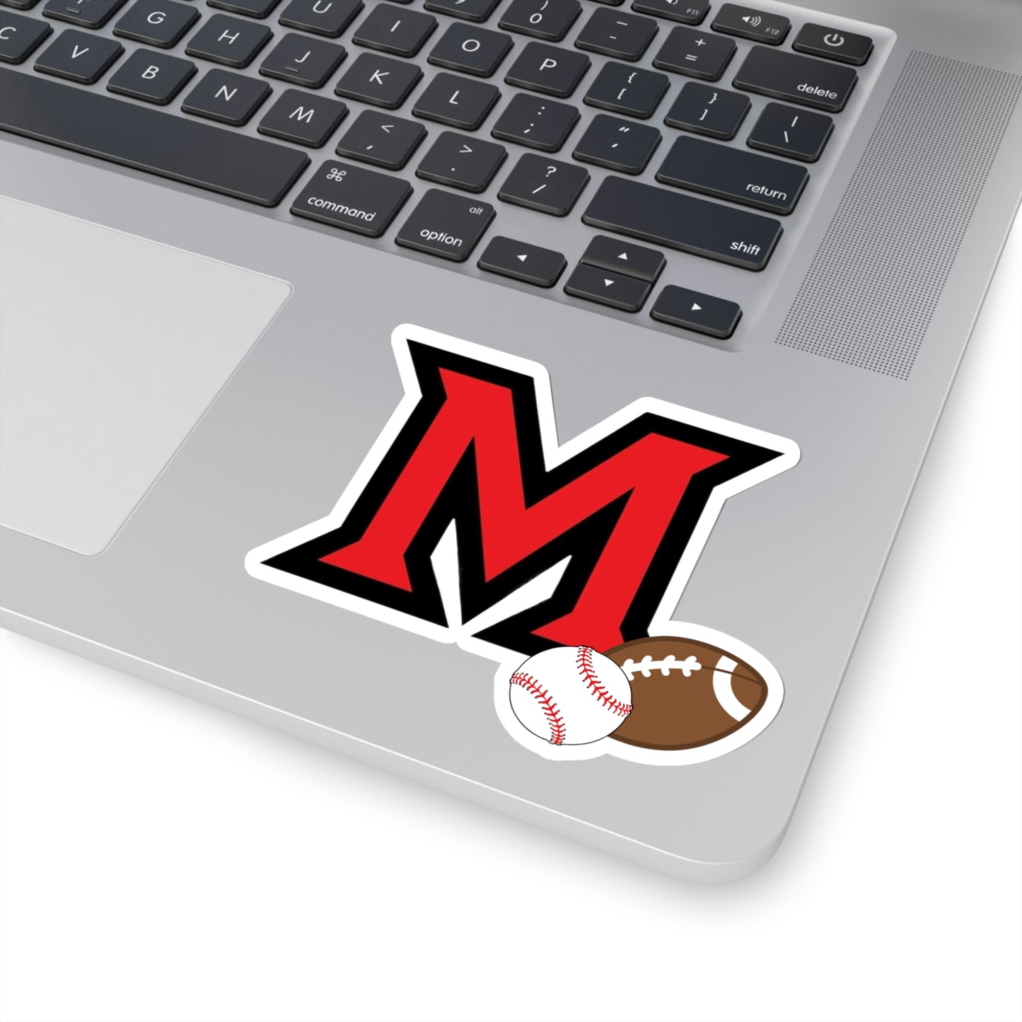 "M" with Football and Baseball ~ Many High School Kiss-Cut Stickers