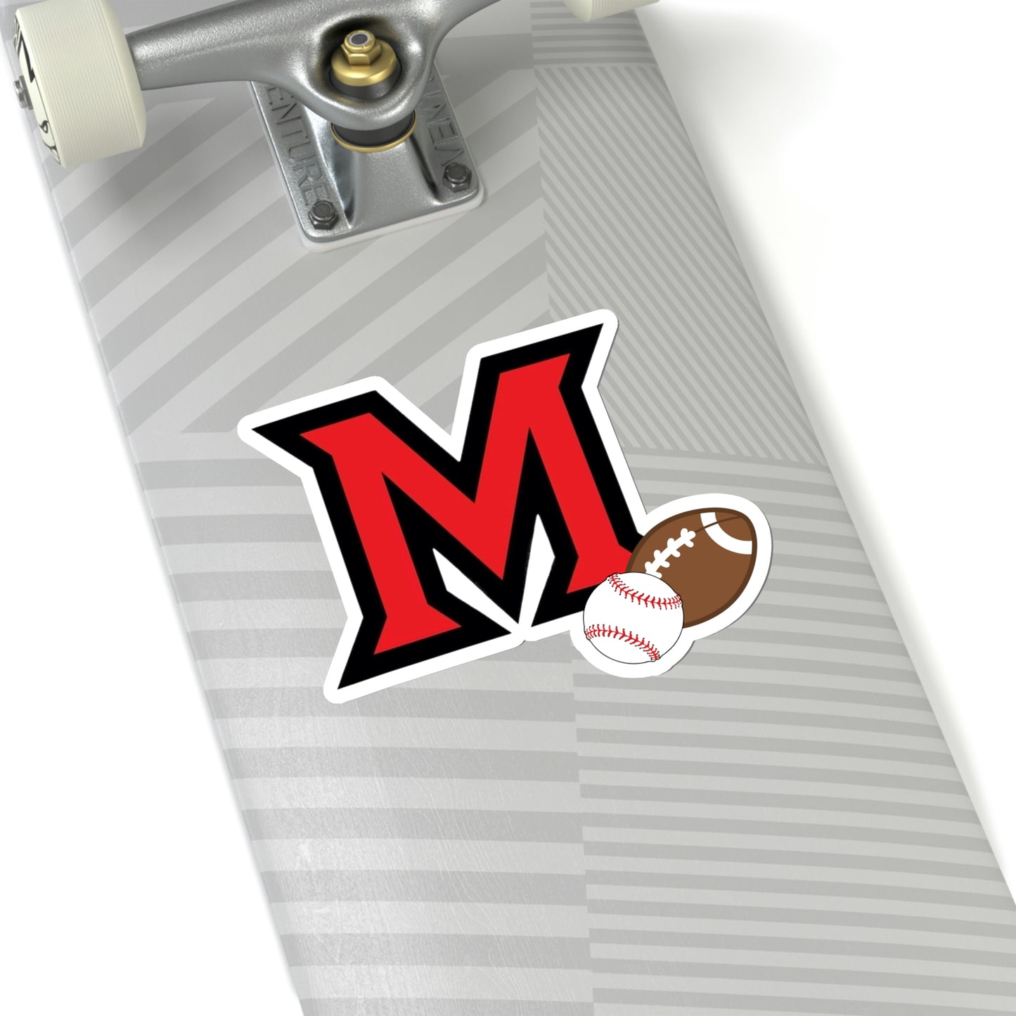 "M" with Football and Baseball ~ Many High School Kiss-Cut Stickers