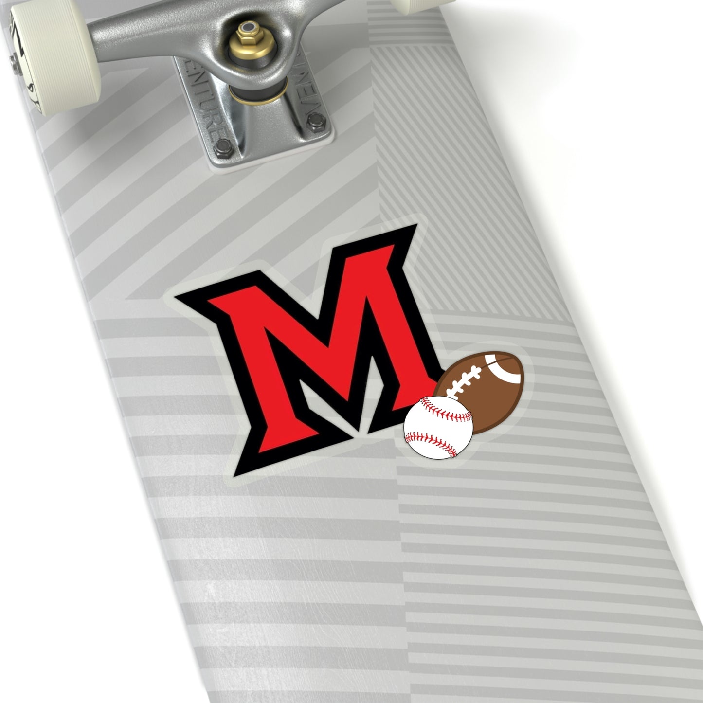 "M" with Football and Baseball ~ Many High School Kiss-Cut Stickers