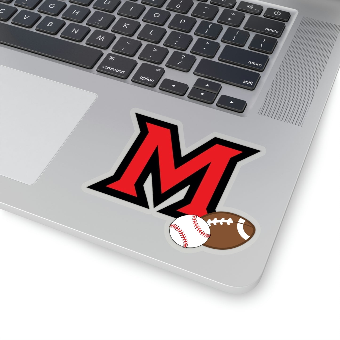 "M" with Football and Baseball ~ Many High School Kiss-Cut Stickers