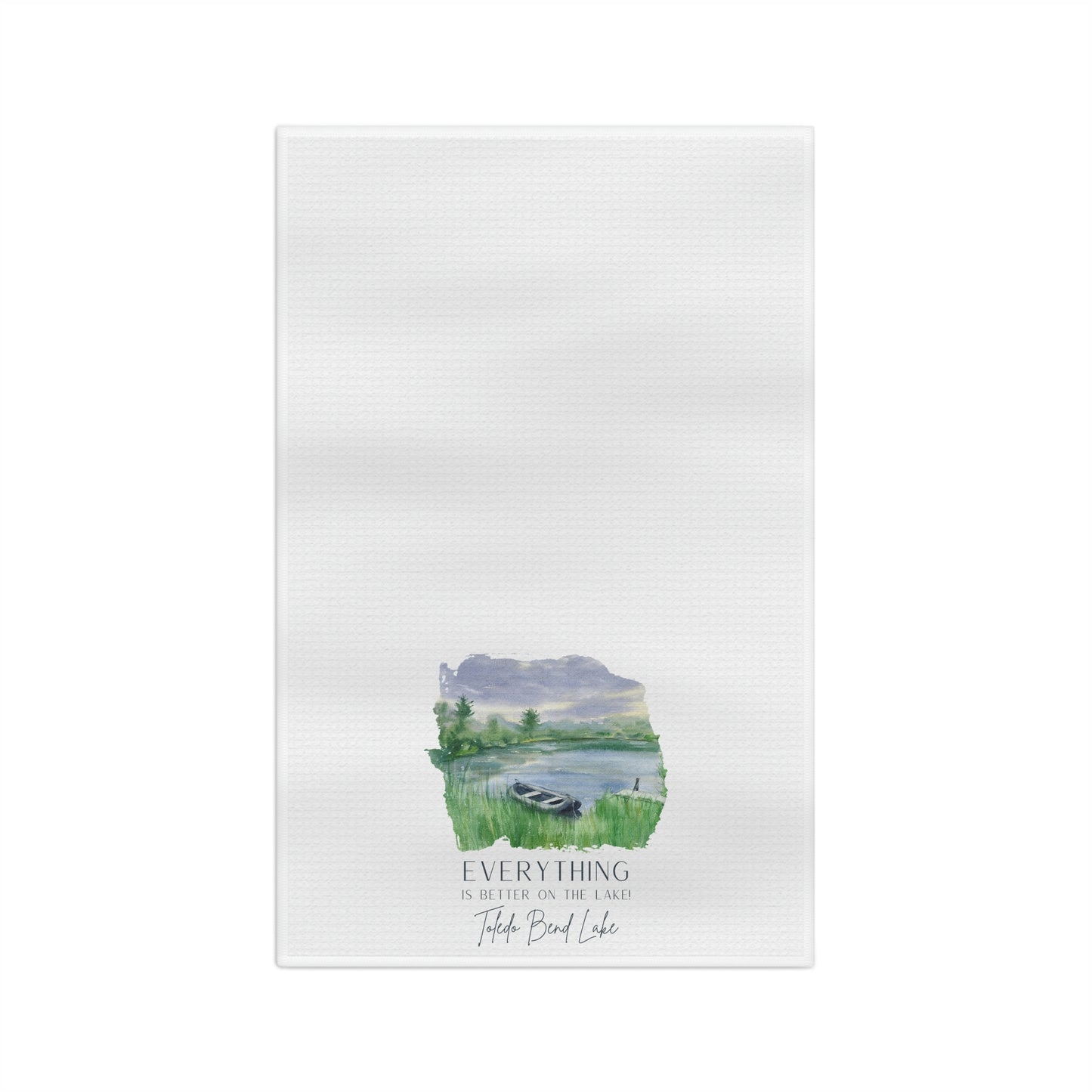 Toledo Bend Pastel Paint Boat on the Lake Soft Tea Towel ~ Toledo Bend Tea Towel