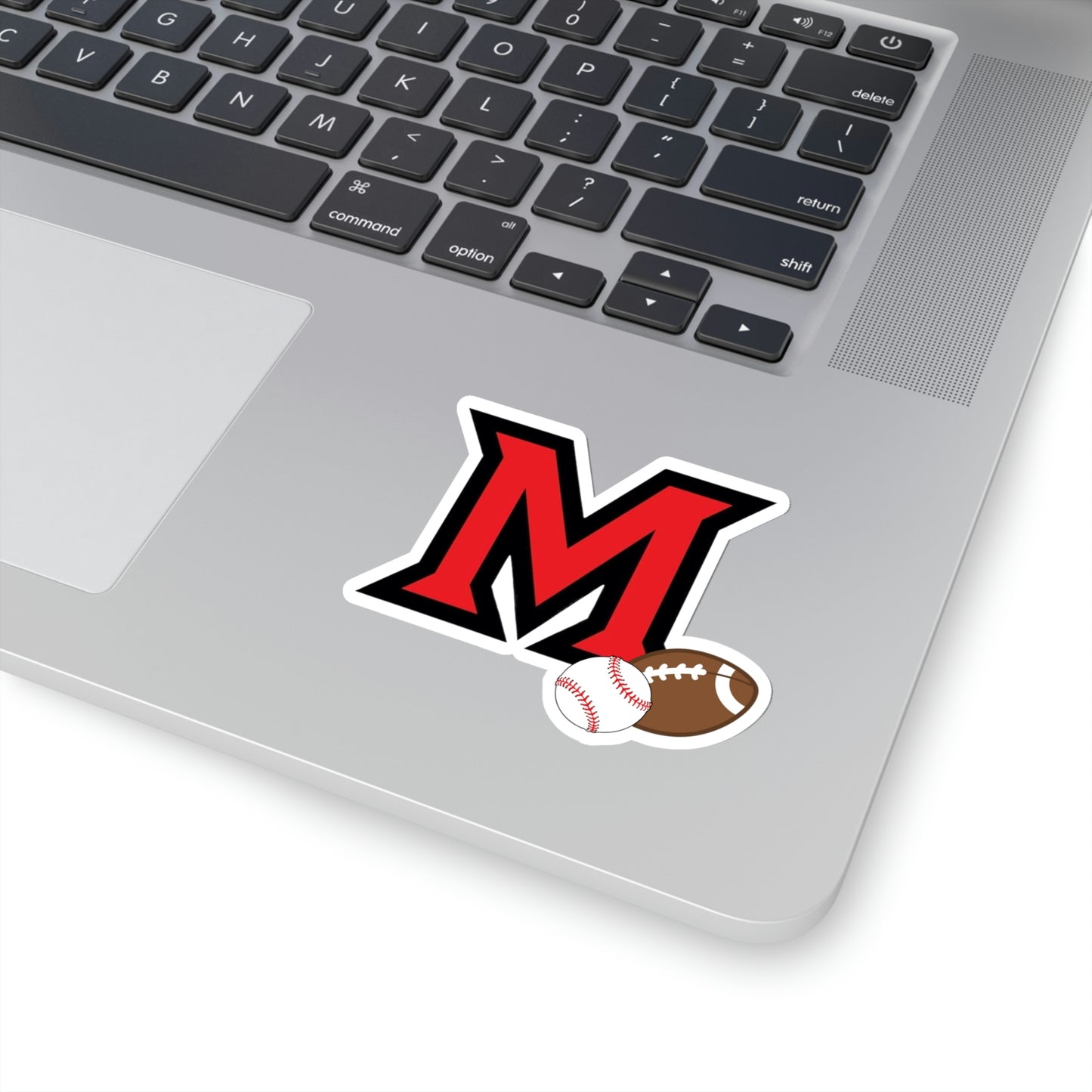 "M" with Football and Baseball ~ Many High School Kiss-Cut Stickers