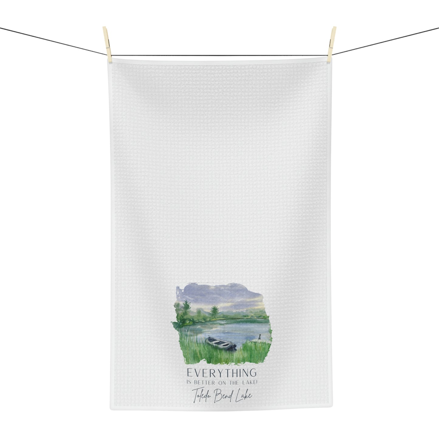 Toledo Bend Pastel Paint Boat on the Lake Soft Tea Towel ~ Toledo Bend Tea Towel