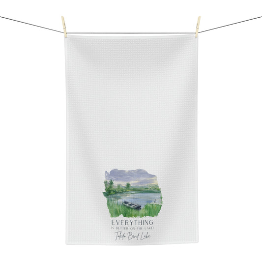 Toledo Bend Pastel Paint Boat on the Lake Soft Tea Towel ~ Toledo Bend Tea Towel